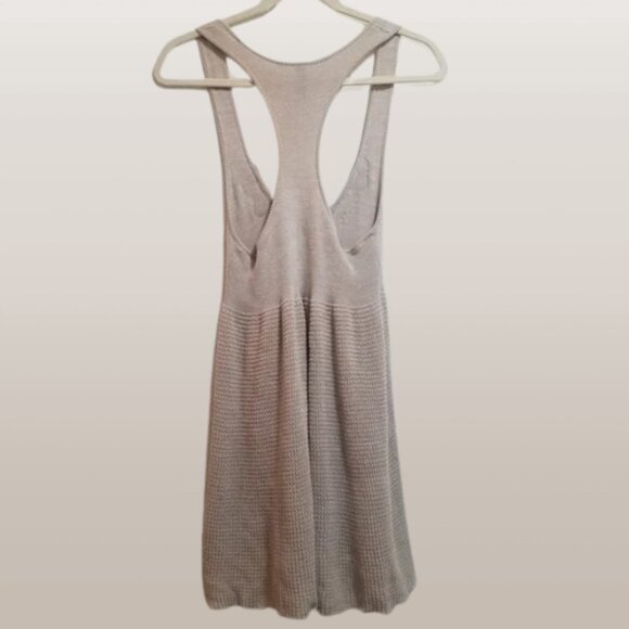 Free People Knit Cream and Brown Mini Sweater Dress | Winter Layering Dress Boho - Picture 3 of 9